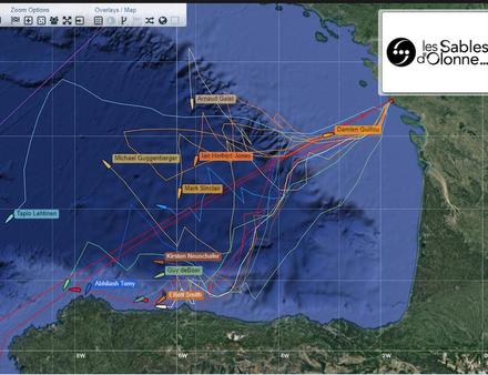 Damien Gillou (FR) avec son ?PRB? était à 60 milles des Sables d?Olonne à 16h00 UTC avec une ETA à la VENDEE Marina vers 0700UTC vendredi. Nautisme Article