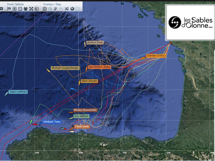 Damien Gillou (FR) avec son ?PRB? était à 60 milles des Sables d?Olonne à 16h00 UTC avec une ETA à la VENDEE Marina vers 0700UTC vendredi. Nautisme Article