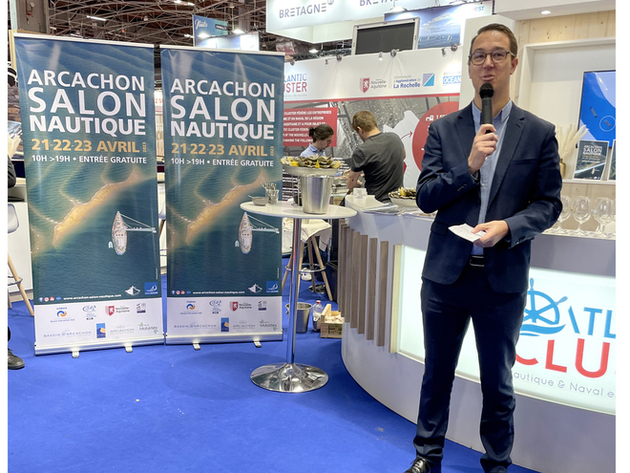 Germain Stoldick au Nautic de Paris 2023 pour la présentation du prochain salon nautique d'Arcachon Nautisme Article