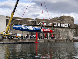 Vidéo : Mise à l'eau de l'IMOCA Paprec Arkéa, skipper Yoann Richomme