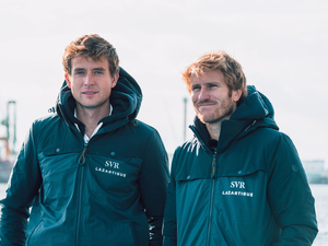 Tom Laperche à la barre du Trimaran SVR-Lazartigue pour le tour du monde en solitaire