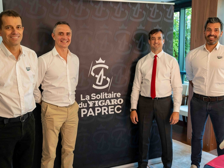 Hervé Favre (Président OC SPORT Pen Duick), Florent Schindler (Directeur de l'information, Figaro Nautisme - Météo Consult), Sébastien Petithuguenin (DG Groupe PAPREC), Joseph Bizard (DG OC SPORT Pen Duick)