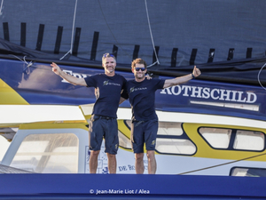 Charles Caudrelier et Erwan Israël (Maxi Edmond de Rothschild) troisièmes de la Transat Jacques Vabre Normandie Le Havre en catégorie ULTIM (avant jury)