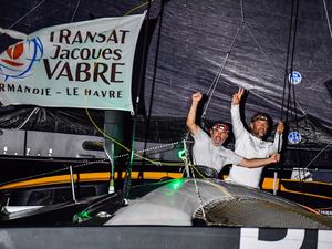 Fabrice Cahierc et Aymeric Chappellier (Réalités), deuxièmes de la Transat Jacques Vabre Normandie Le Havre en catégorie Ocean Fifty (avant jury) 