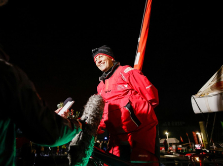Sam à l'arrivée de Retour à La Base, le dimanche 10 décembre Sam à l'arrivée de Retour à La Base, le dimanche 10 décembre