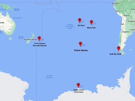 Le Point Nemo, une situation d'isolement extrême Le Point Nemo, une situation d'isolement extrême