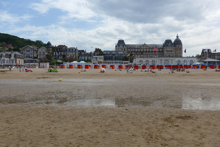 Le casino de Houlgate en fond et sa promenade offre un panorama sur la mer. Le casino de Houlgate en fond et sa promenade offre un panorama sur la mer.