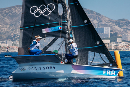 Sarah Steyaert et Charline Picon en entraînement en 49er FX Nautisme Article