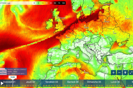 Carte des vents ce mercredi 31 decembre 2024 Carte des vents ce mercredi 31 decembre 2024