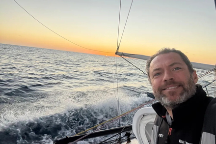 Photo envoyee depuis le bateau Fortinet - Best Western lors de la course a la voile du Vendee Globe le 07 janvier 2025