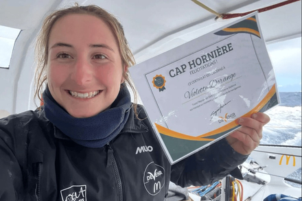 Photo envoyee depuis le bateau DeVenir lors de la course a la voile du Vendee Globe le 09 janvier 2025
