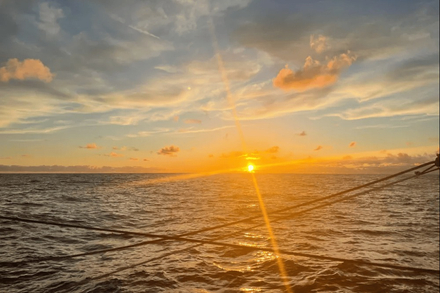 Photo envoyee depuis le bateau Freelance.com lors de la course a la voile du Vendee Globe le 04 janvier 2025.
