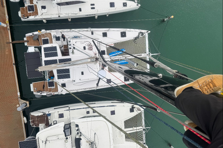 Photo prise par Gilles Chiori, lors d'une expertise en haut d'un mât de bateau Nautisme Article