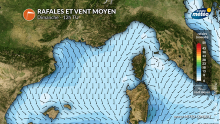 Vents en Mediterranee dimanche 11 mai