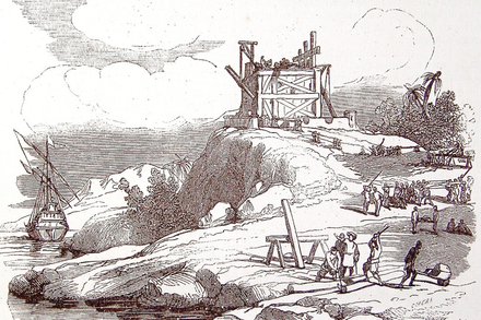 Construction du fort La Navidad, a partir du bois de La Santa Maria