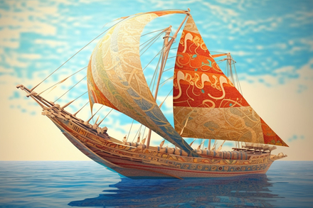 Photo illustration representant un navire minoen Photo illustration representant un navire minoen