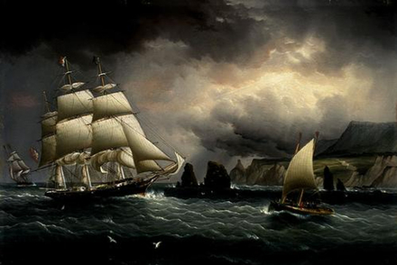 Le clipper Flying Cloud au large des Needles, Ile de Wight, 1859-1860, par James Buttersworth. Le clipper Flying Cloud au large des Needles, Ile de Wight, 1859-1860, par James Buttersworth.