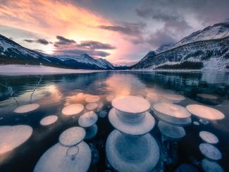 Des milliers de bulles figées au lac Abraham