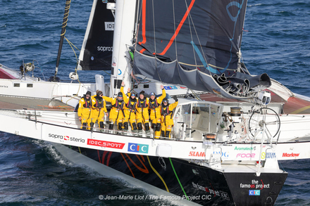 BREST, FRANCE - NOVEMBER 29, 2025 : The Famous Project CIC, 100% women crew, is crossing the start line for Trophee Jules Verne on November 29, in Brest, France - (Photo by Jean-Marie Liot / The Famous Project CIC) BREST, FRANCE - NOVEMBER 29, 2025 : The Famous Project CIC, 100% women crew, is crossing the start line for Trophee Jules Verne on November 29, in Brest, France - (Photo by Jean-Marie Liot / The Famous Project CIC)