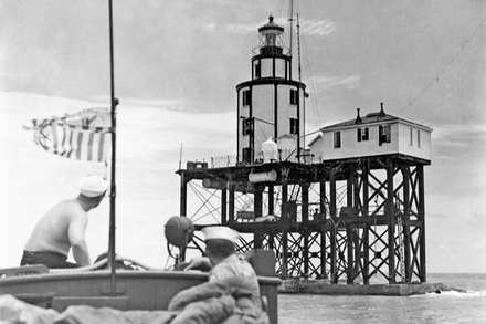 Galveston Jetty Lighthouse in 1945