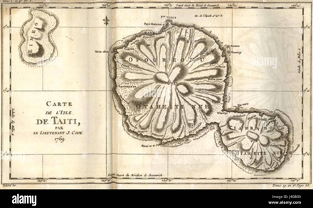 Carte de Tahiti levée par le Lieutenant James Cook. J.N Bellin 1780. On remarquera que Moorea dans l’ouest, se nomme à cette époque Eimeo. Carte de Tahiti levée par le Lieutenant James Cook. J.N Bellin 1780. On remarquera que Moorea dans l’ouest, se nomme à cette époque Eimeo.