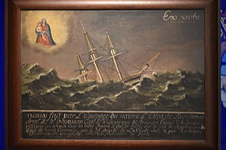 Ex-voto, Le navire l'Eliza de Bordeaux engagé dans une mer déchaînée, 1821[12] (musée d'Aquitaine).