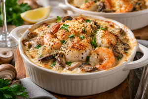 Cassolette de Saint-Jacques aux crevettes et aux champignons : une recette généreuse pour les premiers jours frais