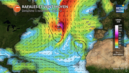 Situation météo prévue le 1er novembre à 12hTU Situation météo prévue le 1er novembre à 12hTU
