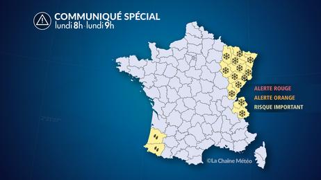 Neige à l'est, fortes pluies sur le sud de l'Aquitaine