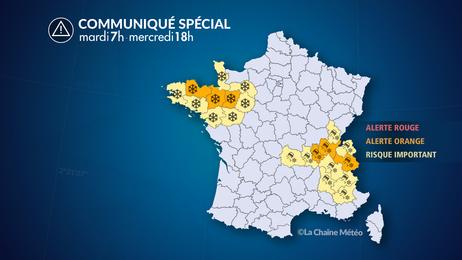 Neige et verglas au Centre-Est et au nord-ouest