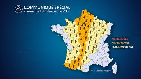 Forts orages, violentes rafales, grêle et risques d'inondations