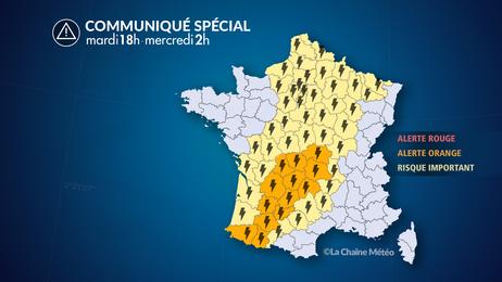 Orages violents, grêle et fortes rafales de vent