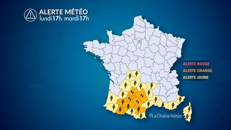 Forts orages, grêle et pluies intenses lundi au sud-ouest