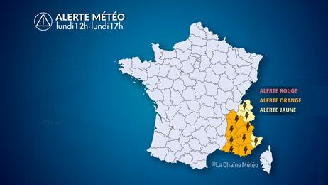 Intempéries au sud-est jusqu'à ce soir