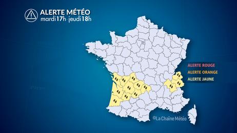 Pluies abondantes dans le sud-ouest et sur les Alpes