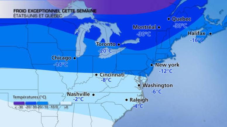 Vague de froid exceptionnelle au Canada : vers les -50°C ?