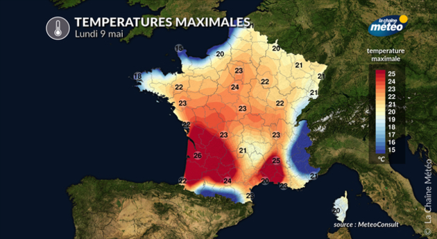 Températures en hausse lundi prochain Actualités France