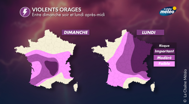 Violents orages entre dimanche et lundi Actualités France