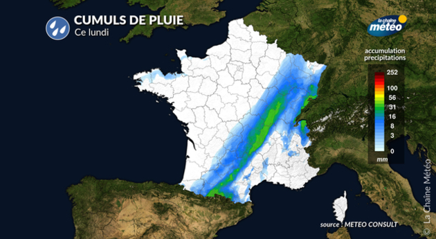 cumuls de pluie ce lundi Actualités France