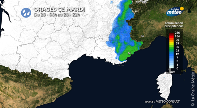 Orages mardi au sud-est Actualités France