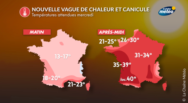 Températures mercredi Actualités France