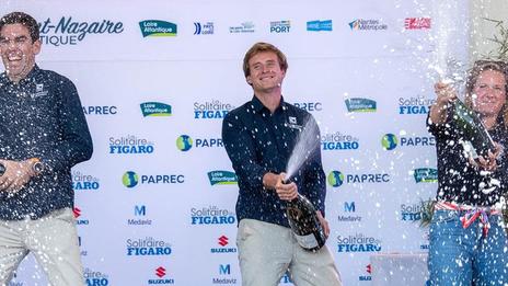 La Solitaire du Figaro : le podium de l'ultime étape célébré à Saint-Nazaire