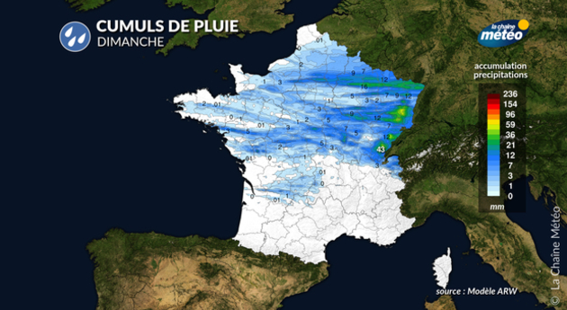 pluie dimanche modèle ARW Actualités France