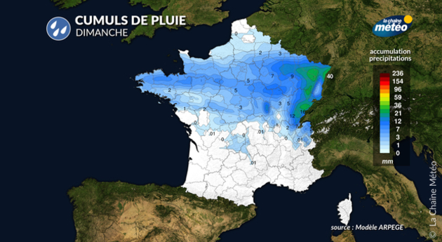 Pluie dimanche modèle Arpege Actualités France