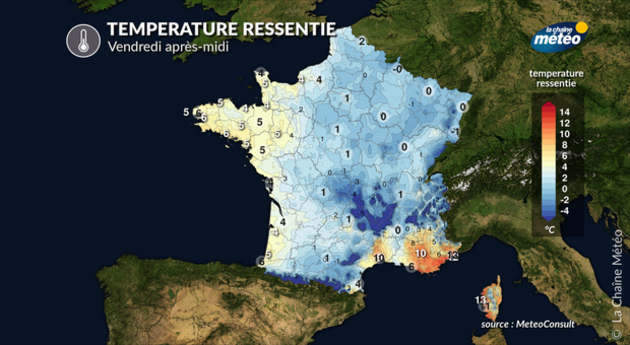 Température ressentie vendredi après-midi Actualités France
