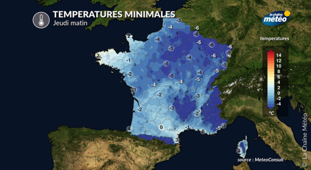Températures minimales jeudi matin Actualités France