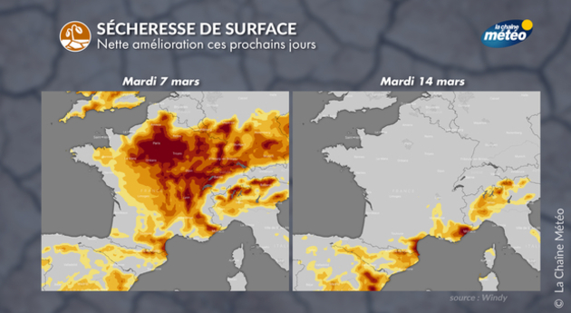 Nette amélioration de la sécheresse de surface Actualités France