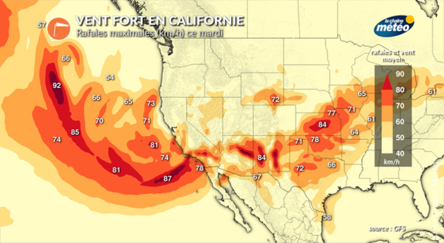 Vent fort en Californie Actualités étranger