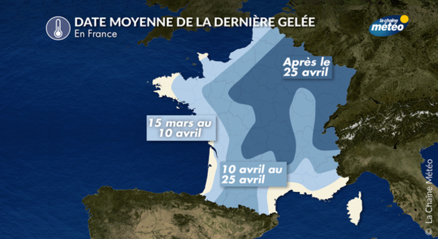 Dates moyennes des dernières gelées Actualités France