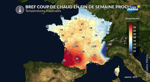 températures maximales en fin de semaine prochaine Actualités France